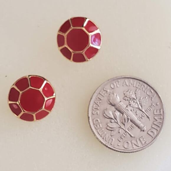 Kate Spade New York Red Enamel and Gold Plate Jewel‎ Bar Geometric Earrings - Picture 2 of 5